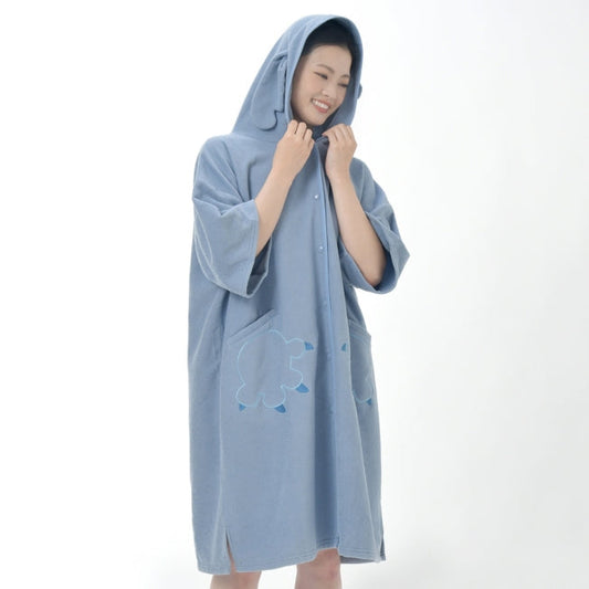 Stitch Poncho-fรถrmiges Badetuch mit Handstickerei Blau Japan Disney Store