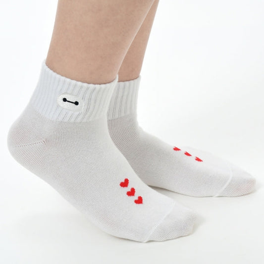 Baymax Gesichtsstickerei Kurzsocken Weiร 36-39 Japan Disney Store