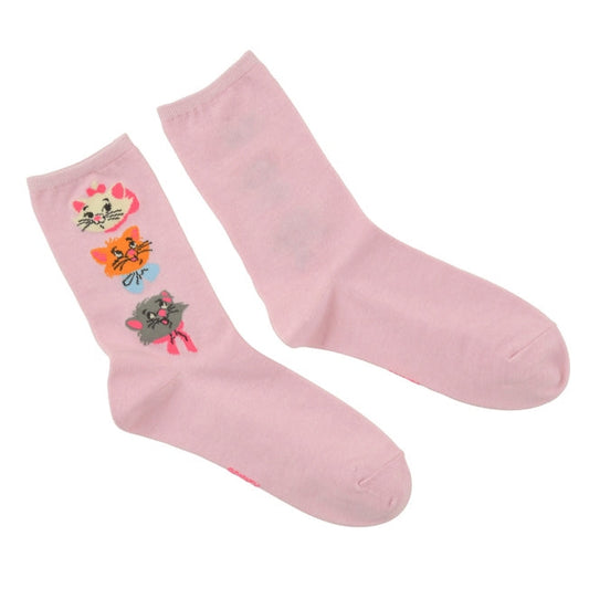 Marie, Berlioz, Toulouse Modekatze Socken Triple Face Pink Japan Disney Store
