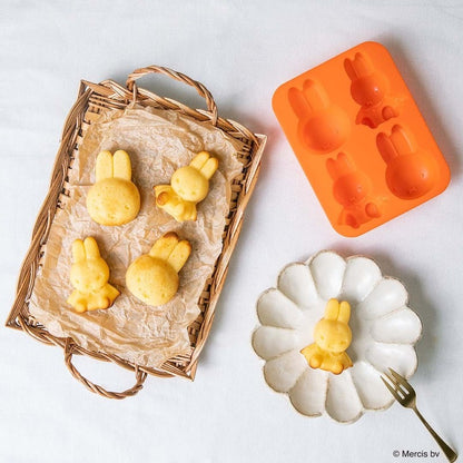 Miffy Silicone Cake Mold 3D – Mini Madeleine Baking Pan, 4 Cavities, Beige