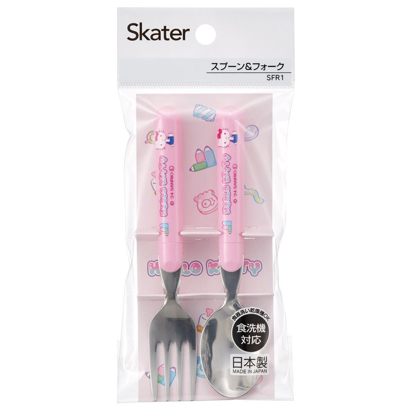 Hello Kitty Kids Spoon & Fork Set – Dishwasher Safe Sanrio Cutlery for Girls – Skater SFR1