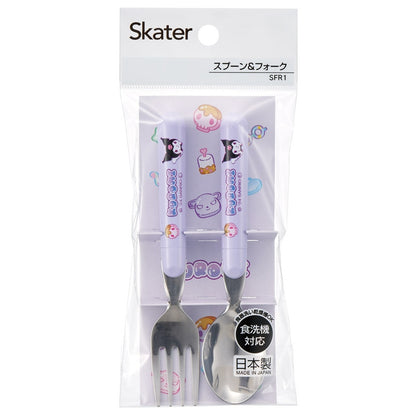 Kuromi Kids Cutlery Set - Spoon & Fork - Dishwasher Safe - Sanrio Girls Tableware - Japanese Quality