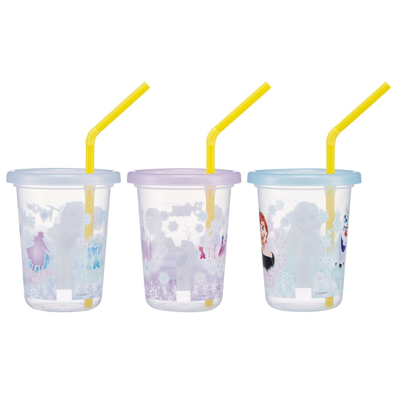 Frozen Elsa &amp; Anna Cups with Straw 3-Piece Set