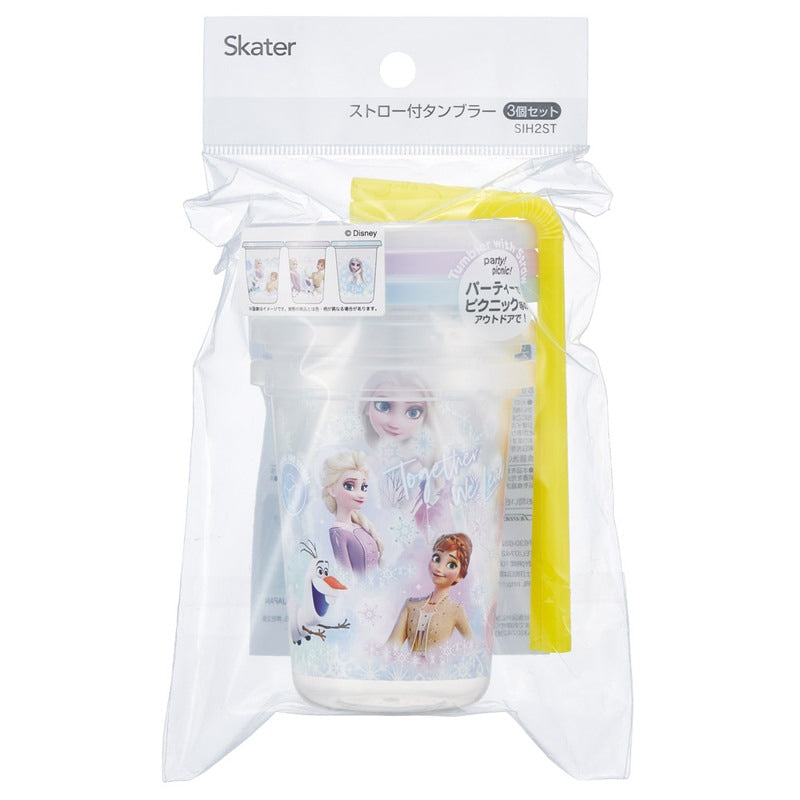 Frozen Elsa &amp; Anna Cups with Straw 3-Piece Set