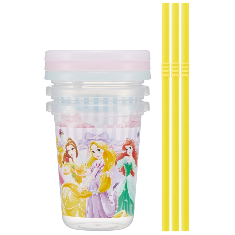 Prinzessinnen Trinkbecher Set mit Strohhalm 3er Set