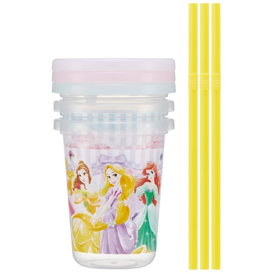 Prinzessinnen Trinkbecher Set mit Strohhalm 3er Set