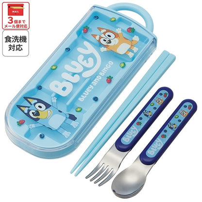Bluey Kinder Besteck-Set – Stäbchen, Löffel & Gabel im Etui – Japanische Bento-Kinder-Cutlery, spülmaschinengeeignet