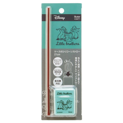 Chip & Dale Silikon-Strohhalm mit Etui [21cm] Japan Disney Store