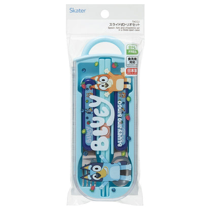 Bluey Kinder Besteck-Set – Stäbchen, Löffel & Gabel im Etui – Japanische Bento-Kinder-Cutlery, spülmaschinengeeignet