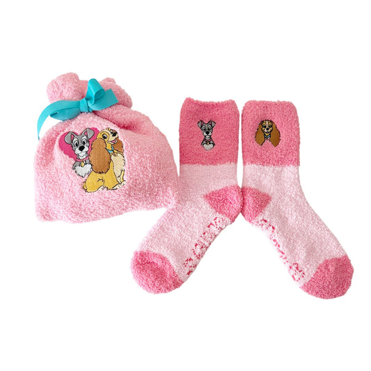 Disney Socken mit Beutel – Susi und Strolch Herzdesign – Flauschig und warm