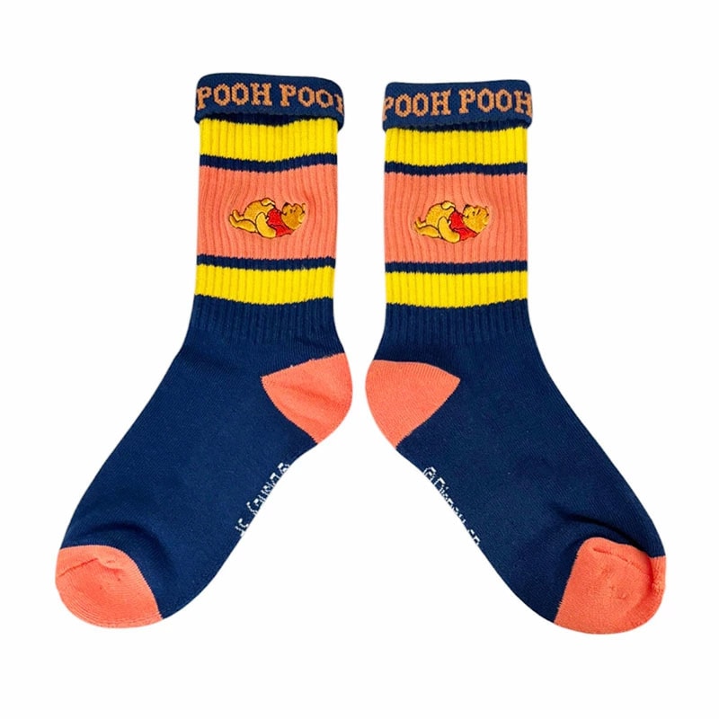 Winnie Puuh Bunte Linien & Stickerei Socken 36-39