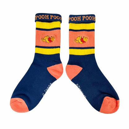 Winnie Puuh Bunte Linien & Stickerei Socken 36-39