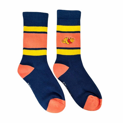 Winnie Puuh Bunte Linien & Stickerei Socken 36-39