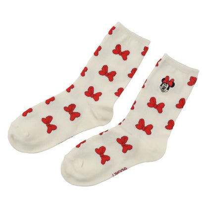 Minnie Socken mit Schleifenmuster und Gesichtsstickerei Japan Disney Store