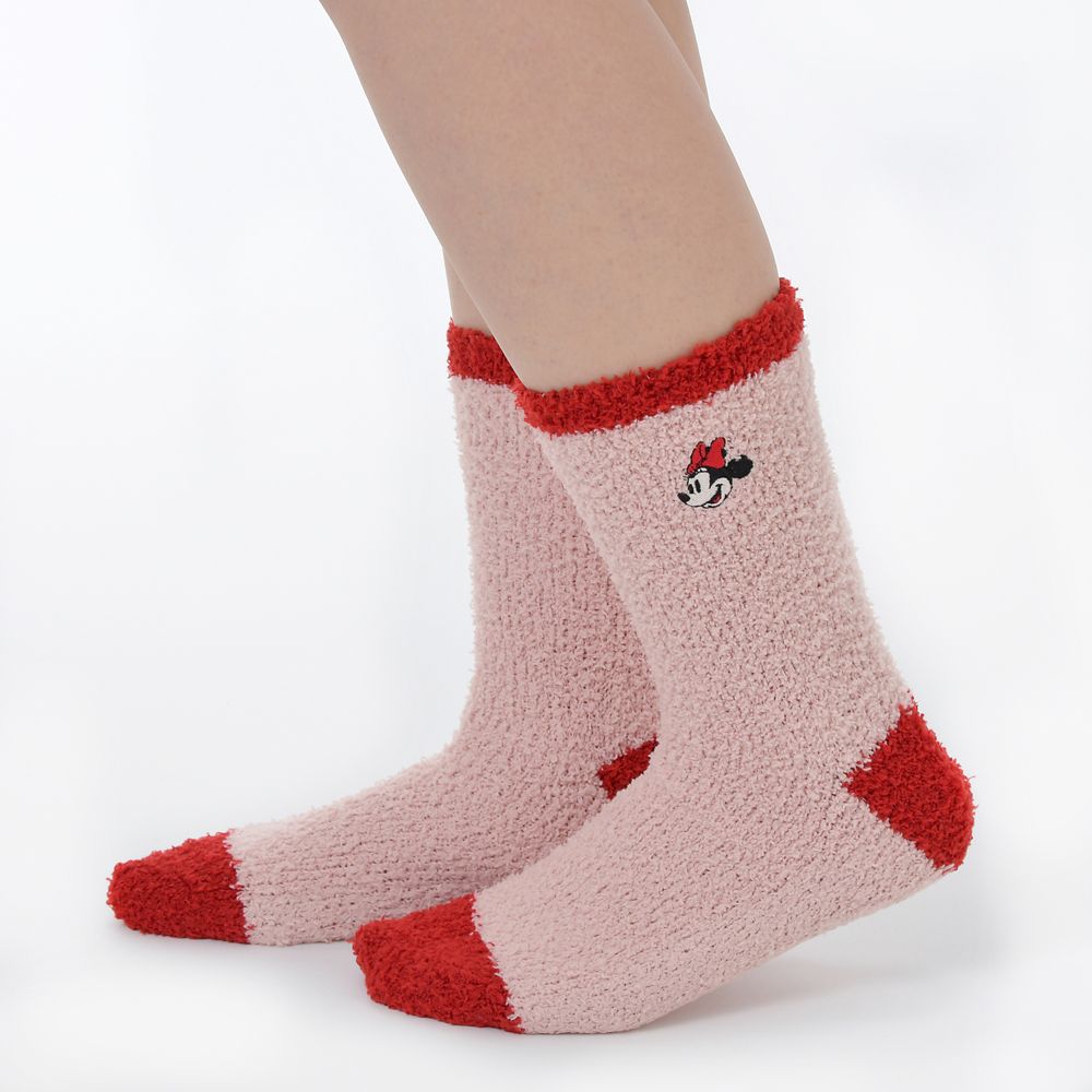 Disney Kuschelsocken Minnie Maus - Rosa mit Stickerei (Größe 23–25)