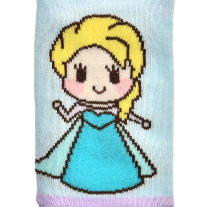 Kinder Socken Elsa Knöchelsocken Blau 13–18 cm – Disney Die Eiskönigin Motiv im Kritzelstil