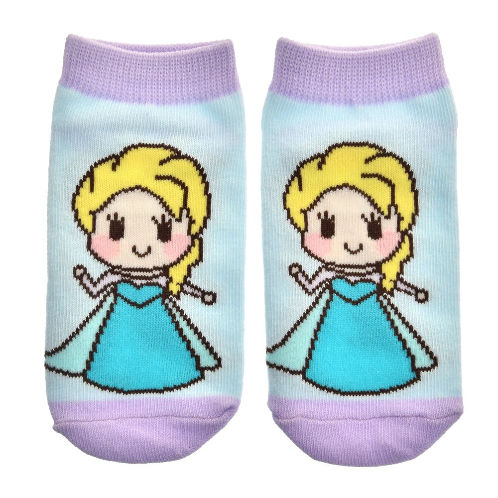 Kinder Socken Elsa Knöchelsocken Blau 13–18 cm – Disney Die Eiskönigin Motiv im Kritzelstil