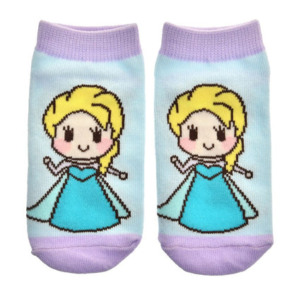 Kinder Socken Elsa Knöchelsocken Blau 13–18 cm – Disney Die Eiskönigin Motiv im Kritzelstil