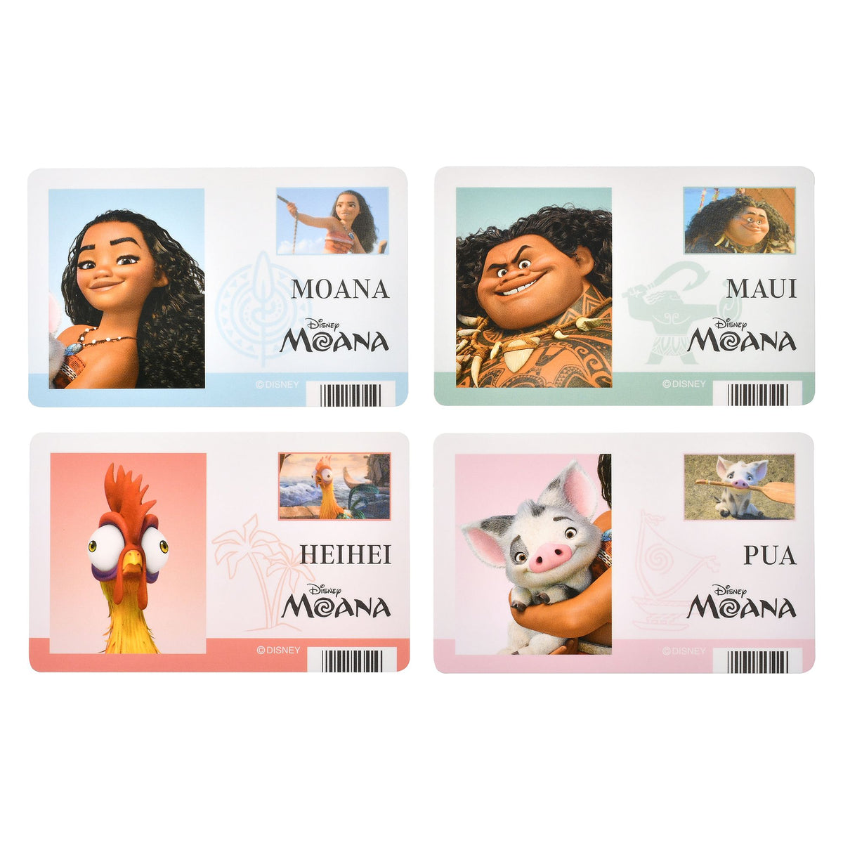 Vaiana Sticker-Set Maui, Heihei & Pua, ID-Karten-Design – Ansicht 2