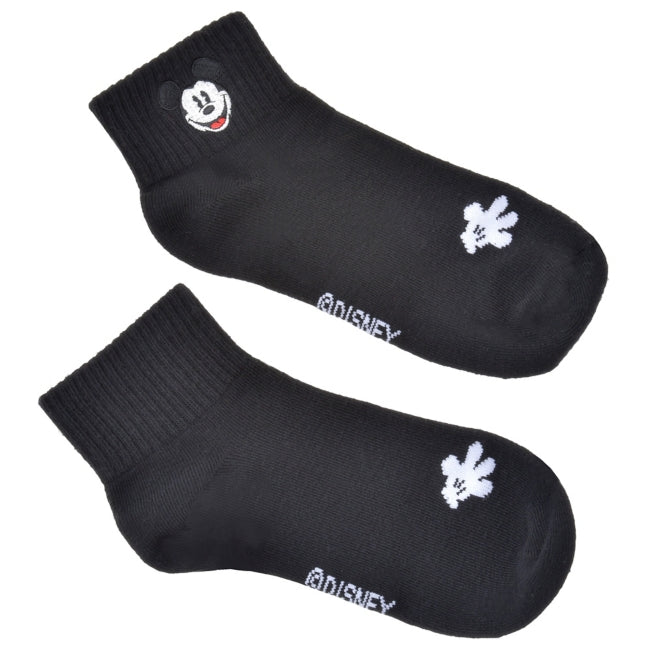 Mickey Socken mit kurzer Gesichtsstickerei Schwarz 36-39 Japan Disney Store