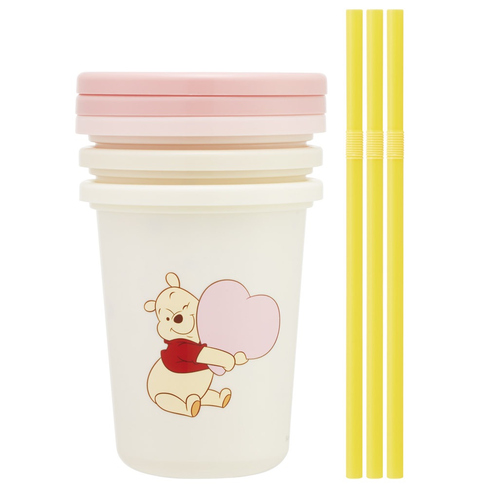 Winnie the Pooh Hug &amp; Heart Cup Set with Straw, 3-Piece Set