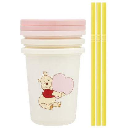 Winnie the Pooh Hug &amp; Heart Cup Set with Straw, 3-Piece Set