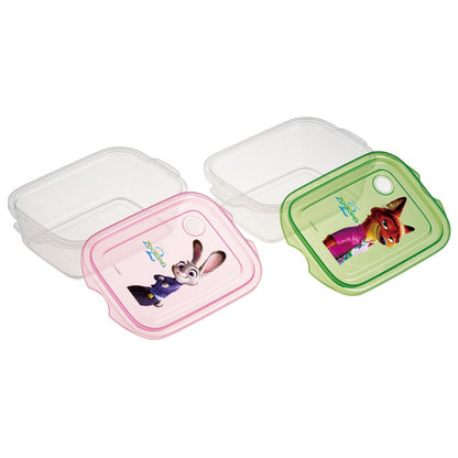 Zootopia 2 Fresh Food Container Set – 2x 500 ml Food Containers with Lids, Nick, Judy & Gary – Microwave-Safe Plastic Lunchboxes