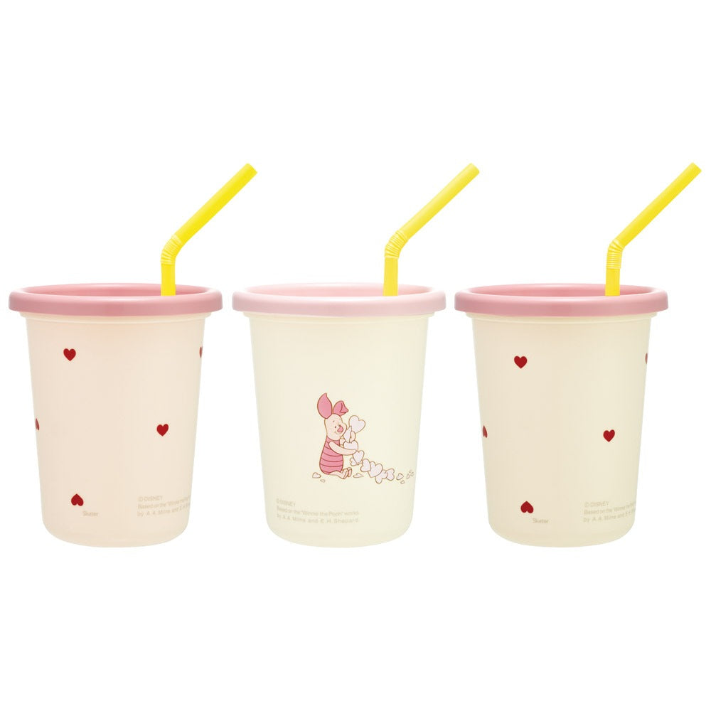 Winnie the Pooh Hug &amp; Heart Cup Set with Straw, 3-Piece Set