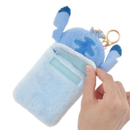 Stitch Kartenhalter mit flauschigem Schlüsselanhänger Japan Disney Store