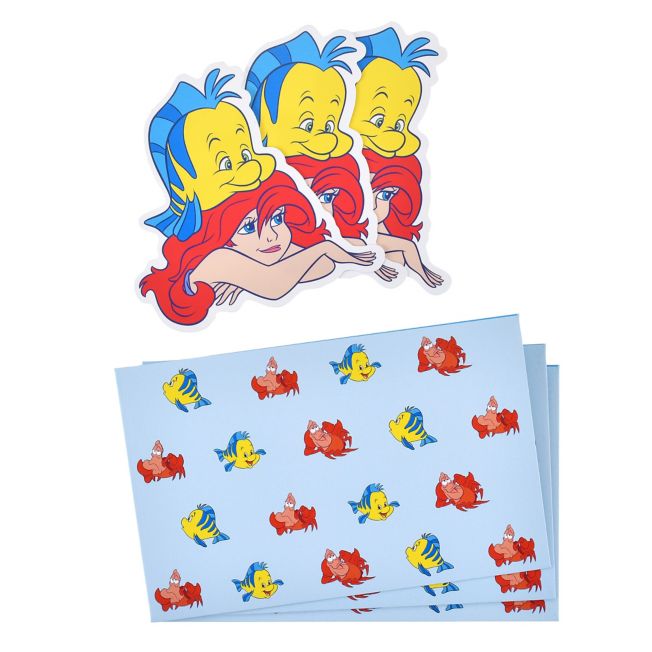 Ariel, Flounder, Sebastian Nachrichtenkarte und Umschlag Set Mini Japan Disney Store