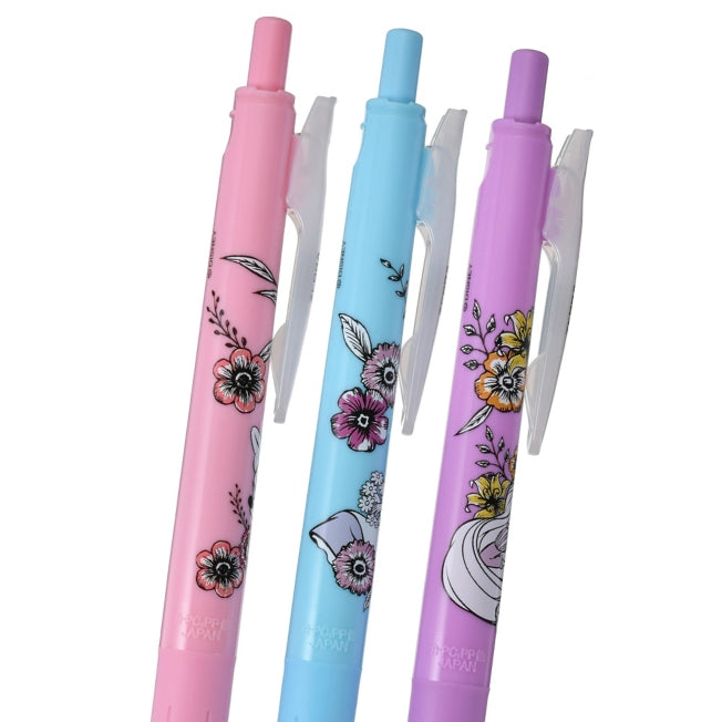 Minnie, Rapunzel, Alice Sarasa Clip 0.5 Gel-Kugelschreiber Set Black & Flower Japan Disney Store