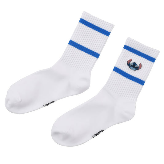 Stitch Rippsocken Weiss mit gesticktem Gesicht