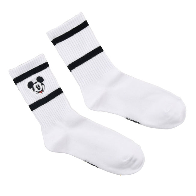 Mickey Rib College Face Stickerei Weiß 36-39 Japan Disney Store