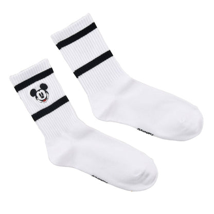Mickey Rib College Face Stickerei Weiß 36-39 Japan Disney Store