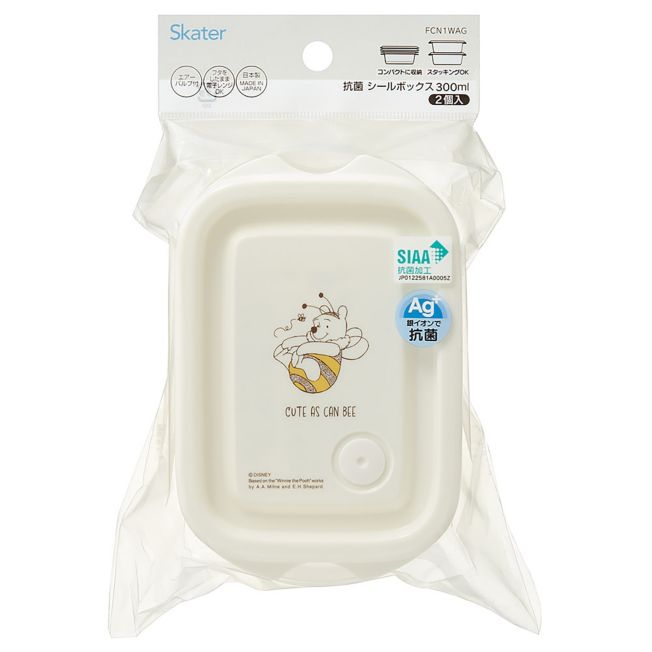 Disney Store - Skater Antibakterielle Siegelbox 2 Stück 300ml mit Luftblasen Stapelbar Mikrowellengeeignet - Lebensmittelbehälter Japan Disney Store