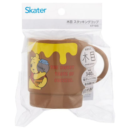 Disney Store - Holzoptik Stapelbecher mit lustigem Winnie the Pooh Gesicht - Geschirr Japan Disney Store
