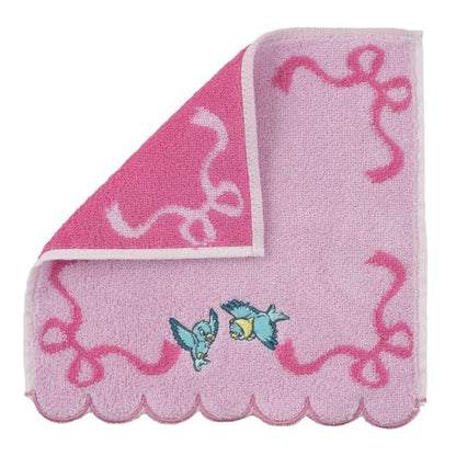 Blaue Vogel Mini-Handtuch mit Cinderella Schleifenrand Japan Disney Store
