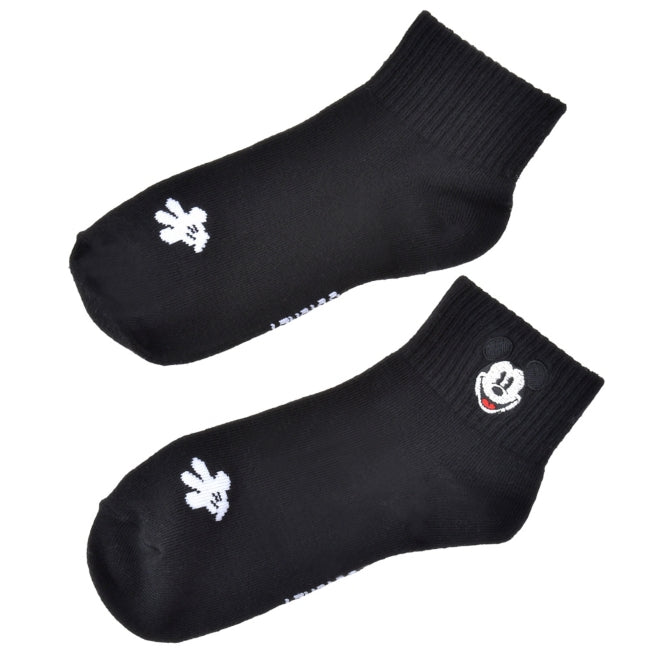 Mickey Socken mit kurzer Gesichtsstickerei Schwarz 36-39 Japan Disney Store