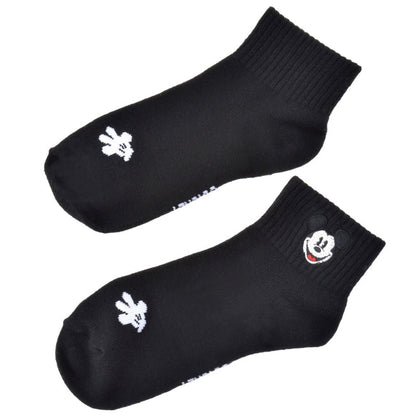 Mickey Socken mit kurzer Gesichtsstickerei Schwarz 36-39 Japan Disney Store