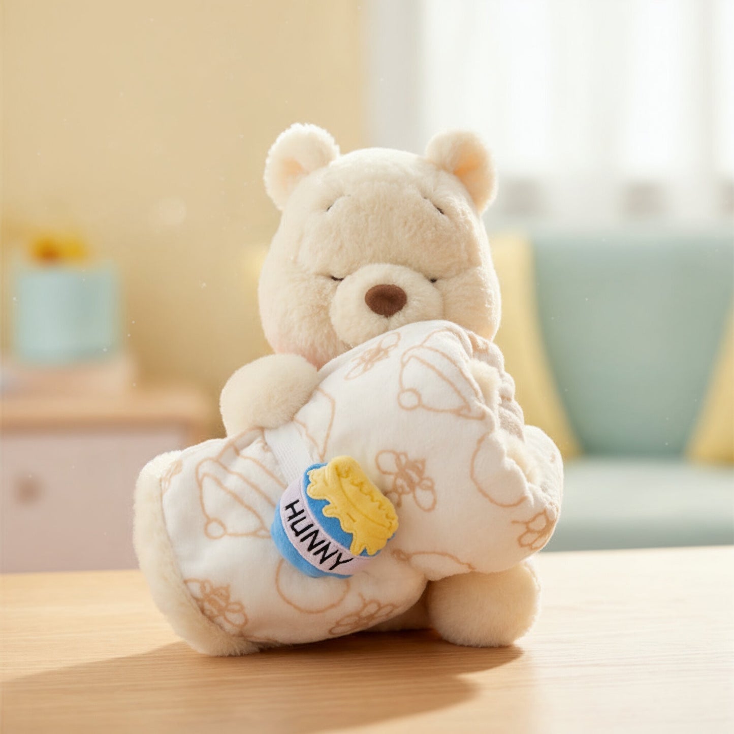 Winnie the Pooh Honey Pot Pattern Blanket - Soft Toy - 31 cm
