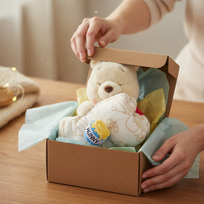 Winnie the Pooh Honey Pot Pattern Blanket - Soft Toy - 31 cm