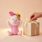Piglet plush toy with straw hat