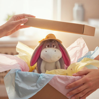 Eeyore with straw hat - soft toy - 23 cm