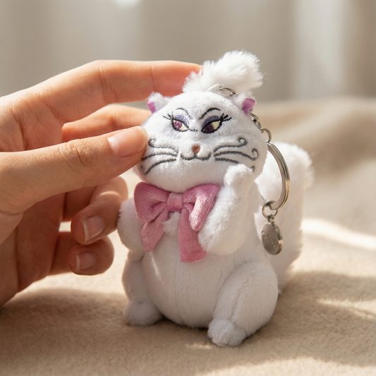 Disney Store - PomPom Plush Keychain Cinderella II Dreams Come True WISHING YOU A LOVELY DAY - Keychain