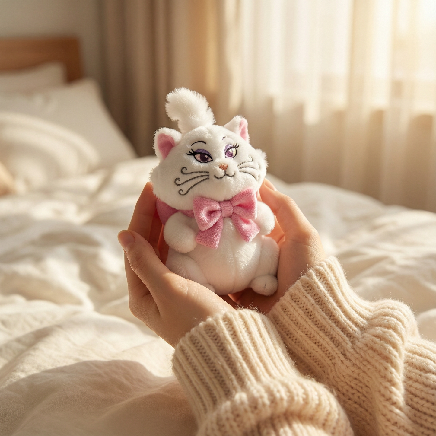 Disney Store - PomPom Plush Keychain Cinderella II Dreams Come True WISHING YOU A LOVELY DAY - Keychain