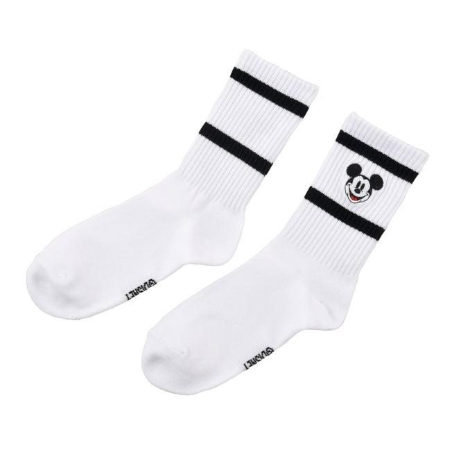 Mickey Rib College Face Stickerei Weiß 36-39 Japan Disney Store