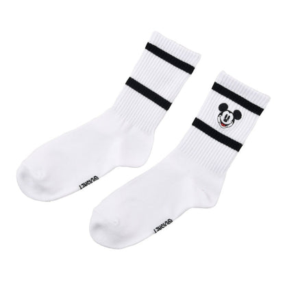 Mickey Rib College Face Stickerei Weiß 36-39 Japan Disney Store