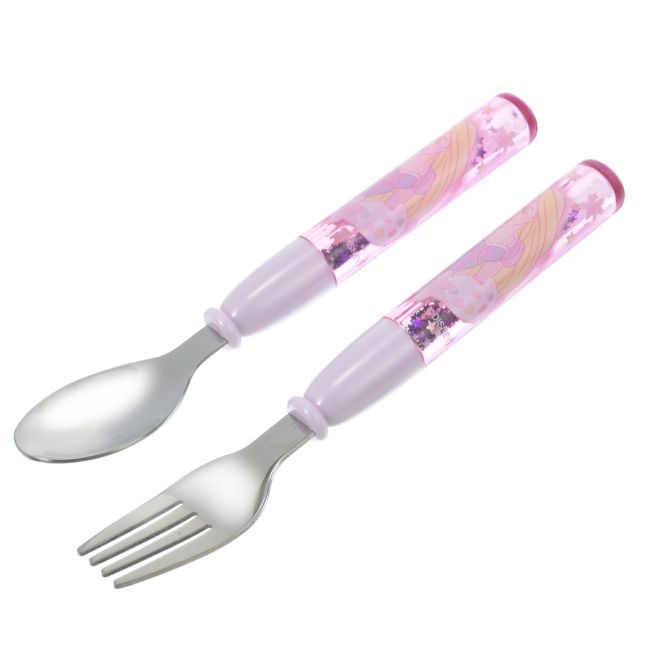 Disney Store - Rapunzel & Pascal Löffel-Gabel Neon-Logo - Kinderbesteck Japan Disney Store