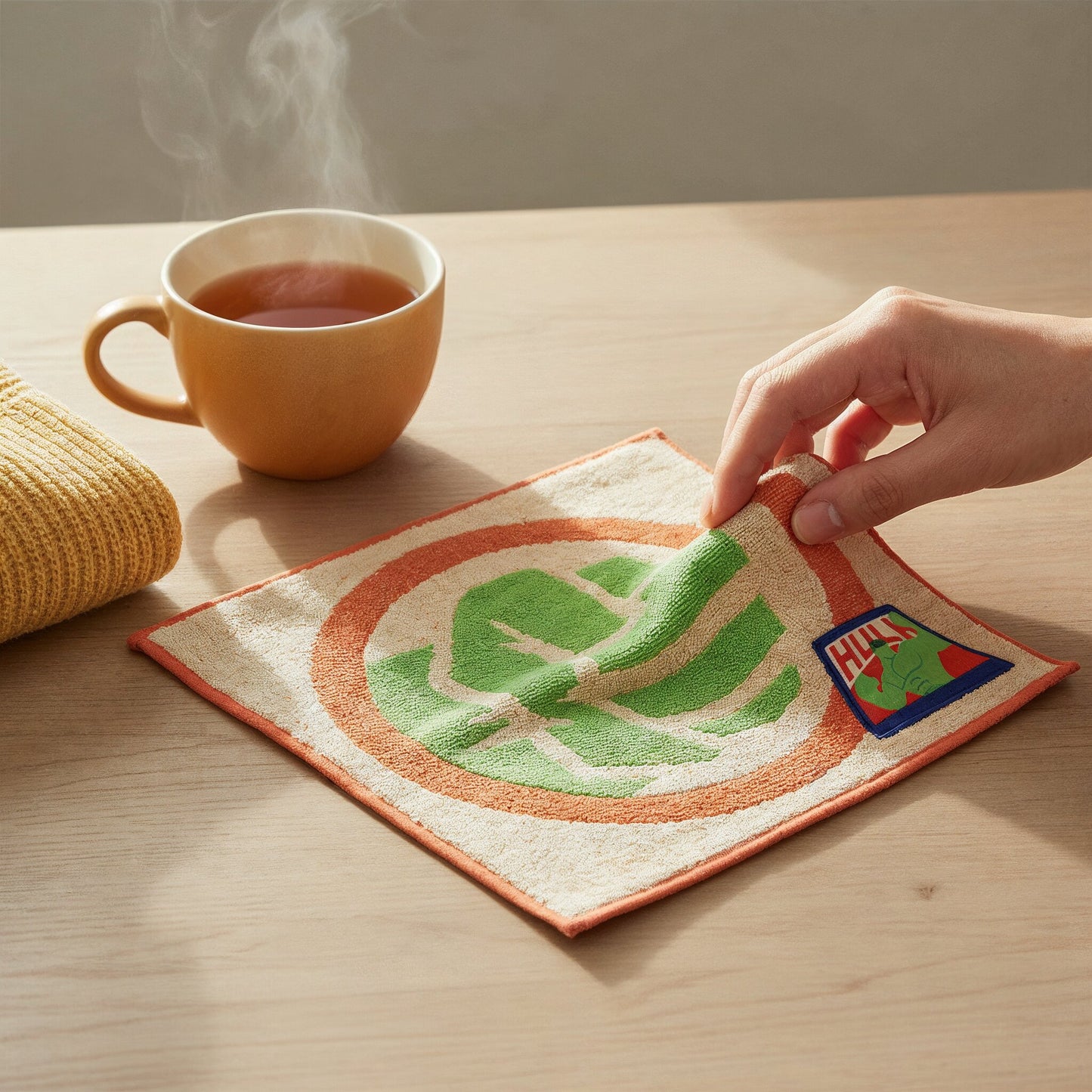 towel with Hulk patch