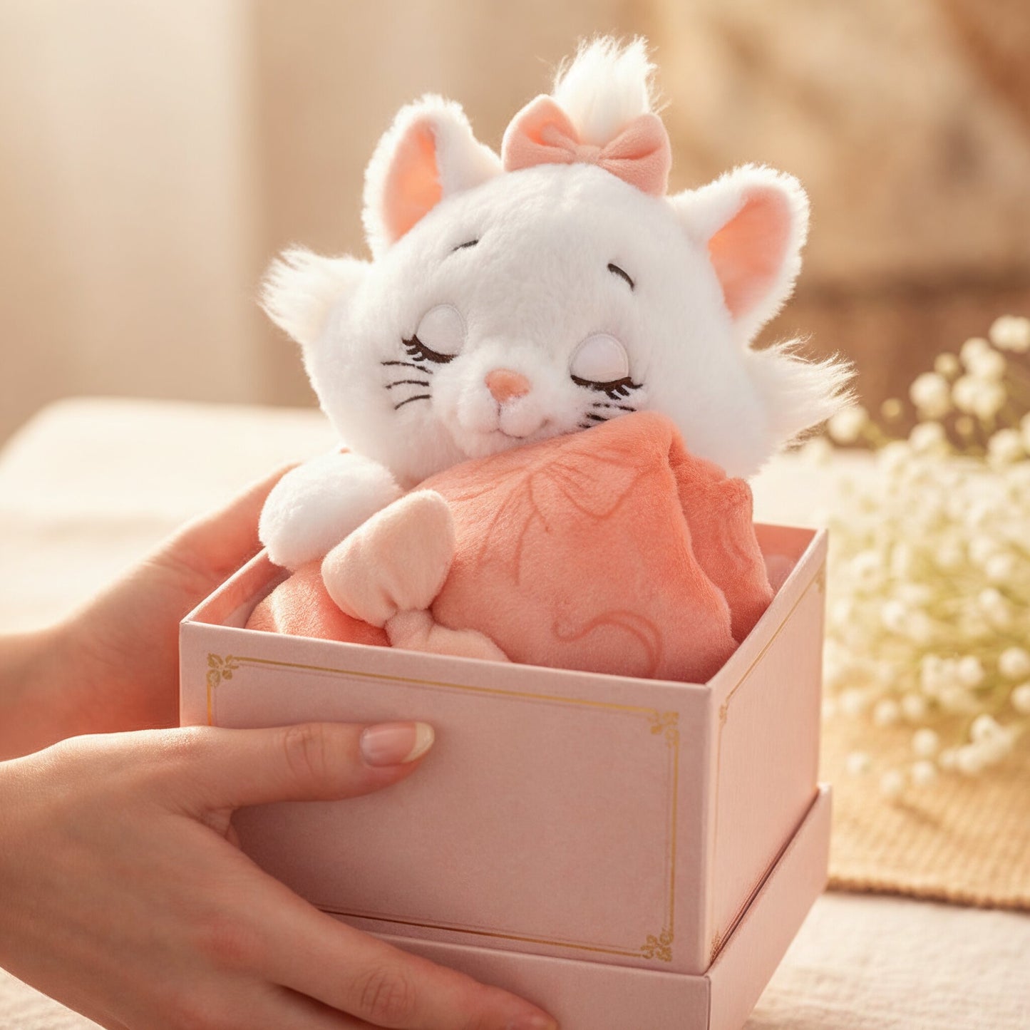 Marie Fashionable Cat Blanket with Bow Pattern Plush Toy - Blanket